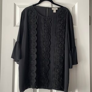 Loft black ruffle sleeve top